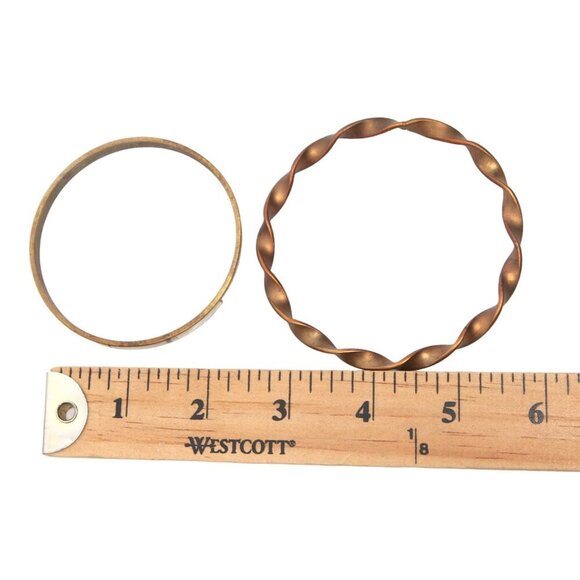 Vintage Bangle Bracelets Brass Mother of Pearl Shell Copper Twist Metal Casual - Picture 4 of 11